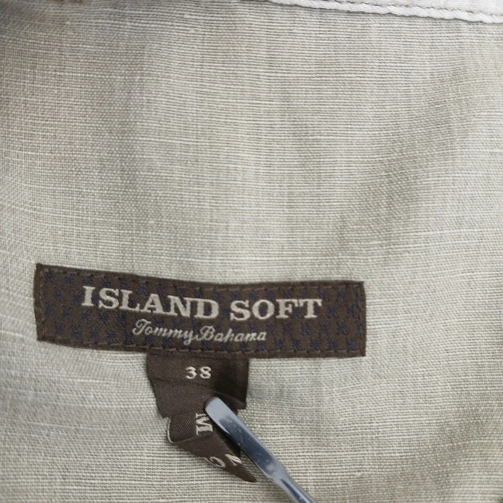 Tommy Bahama Island Soft 38x26 Mens Pants Linen Beach Casual Khaki Baggy Cropped